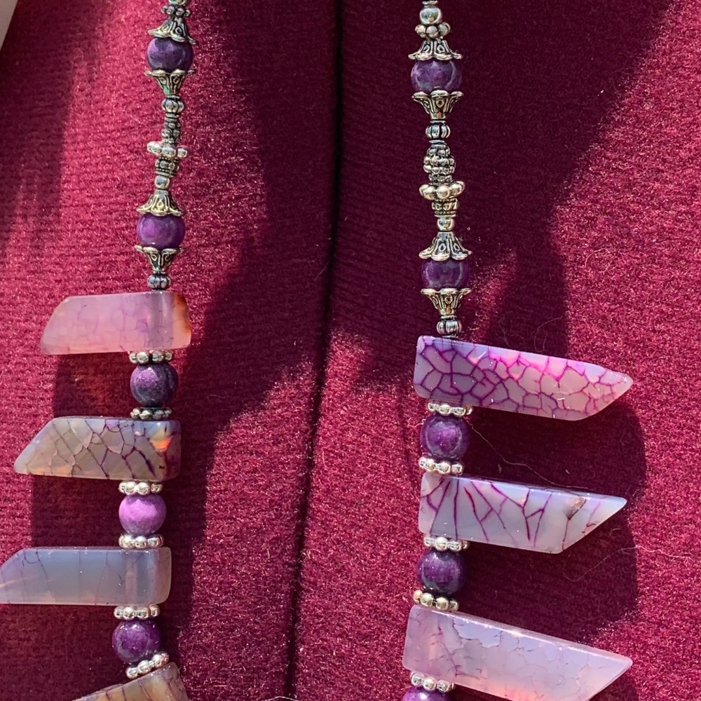 Purple agate spike necklace